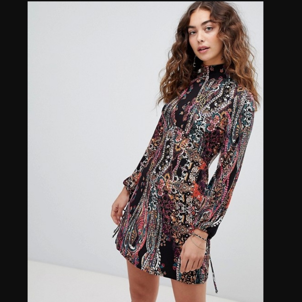 Free People All Dolled Up Paisley Turtleneck Dress - Picture 2 of 8